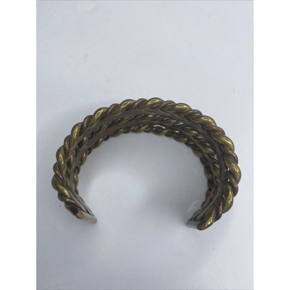 Copper & Metal Cuff Bracelet Twisted Braided 1" Wide - Picture 2 of 6